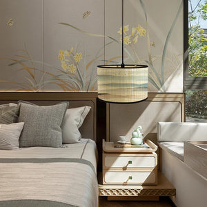 Abat-jour bambou paysage chinois suspension style asiatique