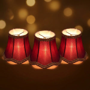 Abat-jour E14 tissu variante Rouge - lot de 3 lustre bougie chambre