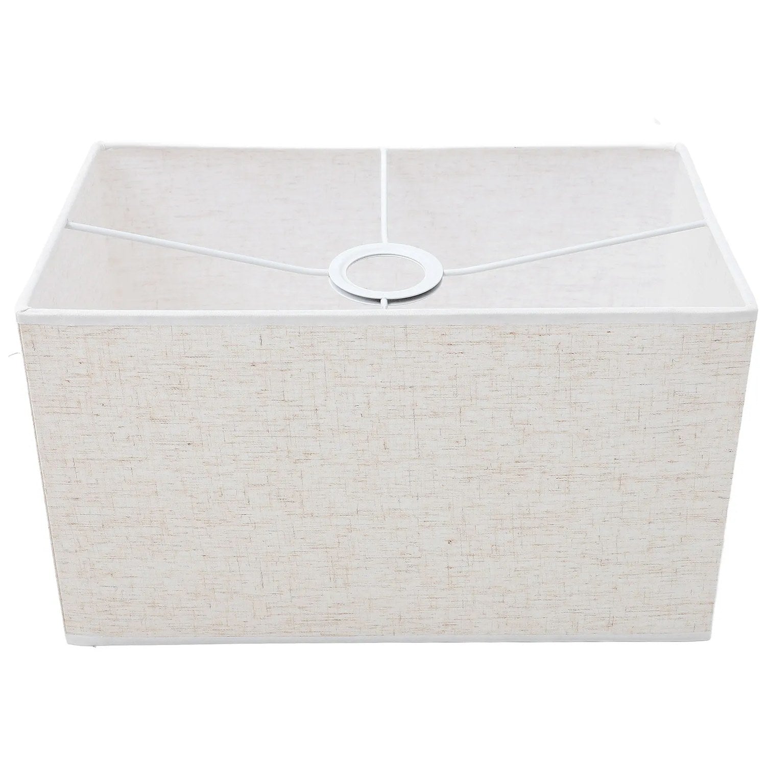 Abat-jour en lin beige vu de dessus avec la bague de fixation E27