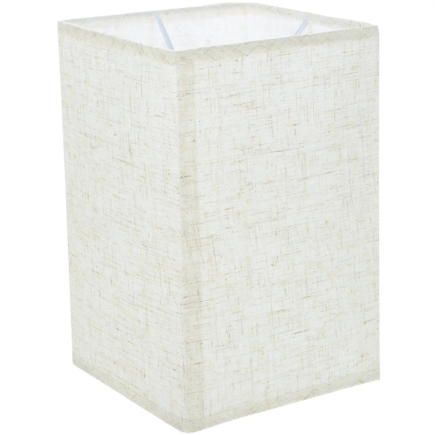 Abat-jour carré en lin beige vu de trois quarts
