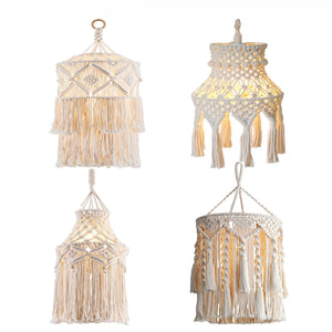 4 modèles d'abat-jour macramé bohème tricoté main pour suspension de plafond