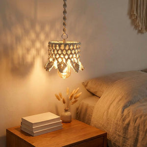 Abat-jour macramé pendant lumière chevet chambre bohème
