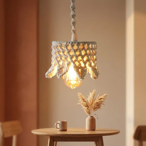 Abat-jour macramé fait main suspendu ambiance bohème salon café