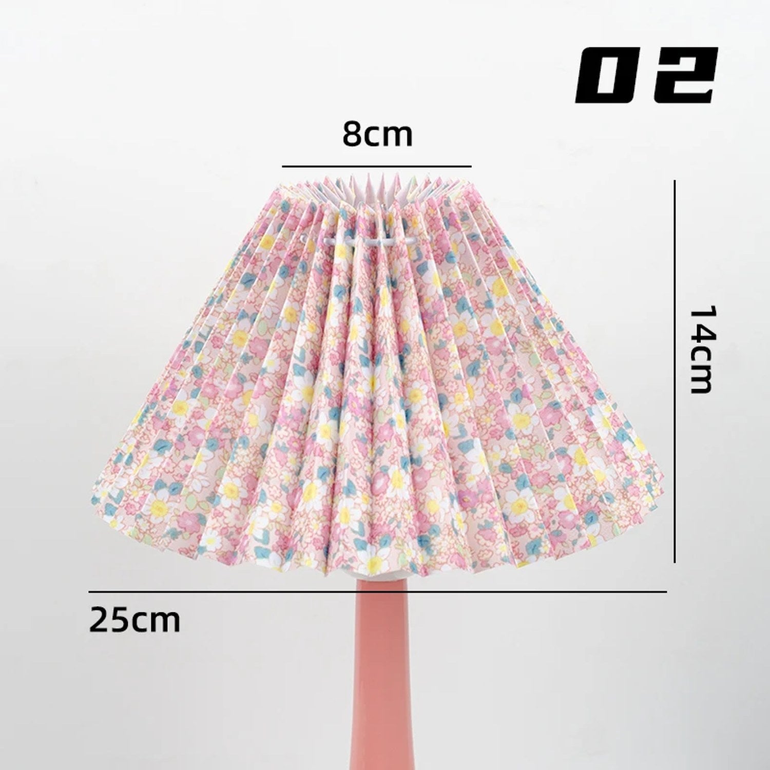 Abat-jour plissé Fleuri Rose sur lampe de chevet