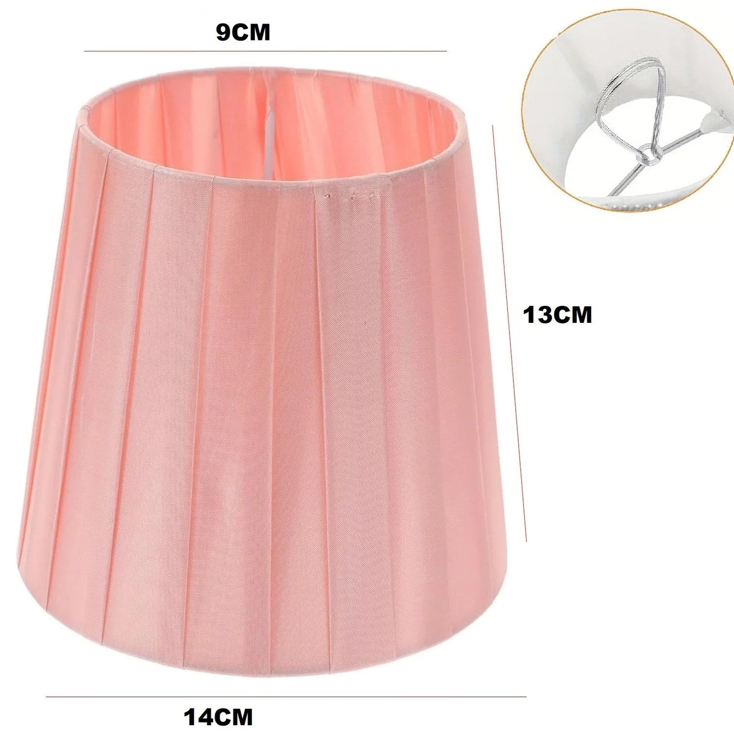 Dimensions abat-jour 14 cm : 9 cm haut, 13 cm hauteur, 14 cm bas