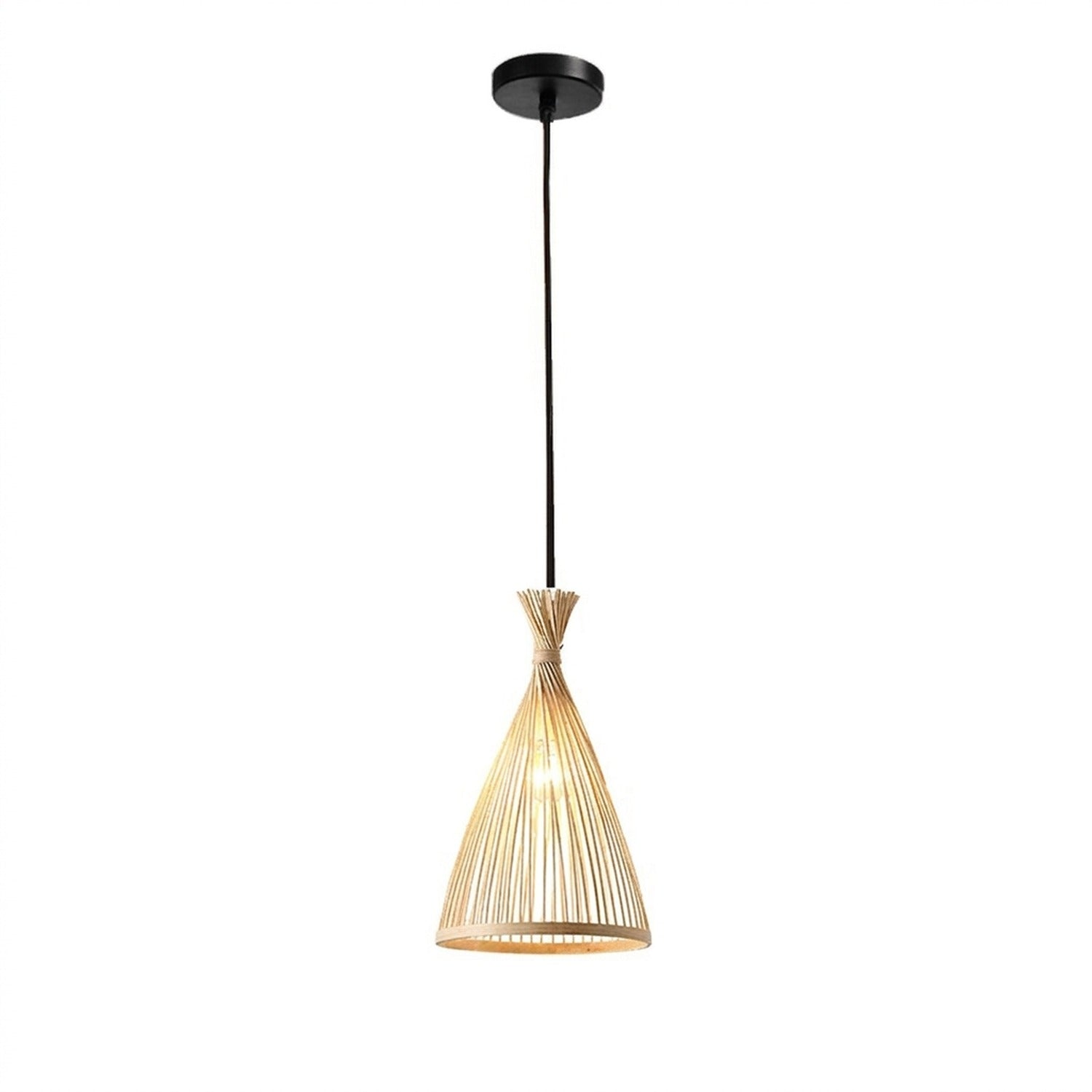Suspension bambou conique base noire