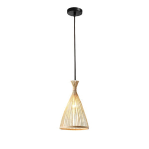 Suspension bambou conique base noire
