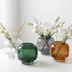 Collection vase bulle en verre 4 couleurs : vert, transparent, gris fumé, ambre