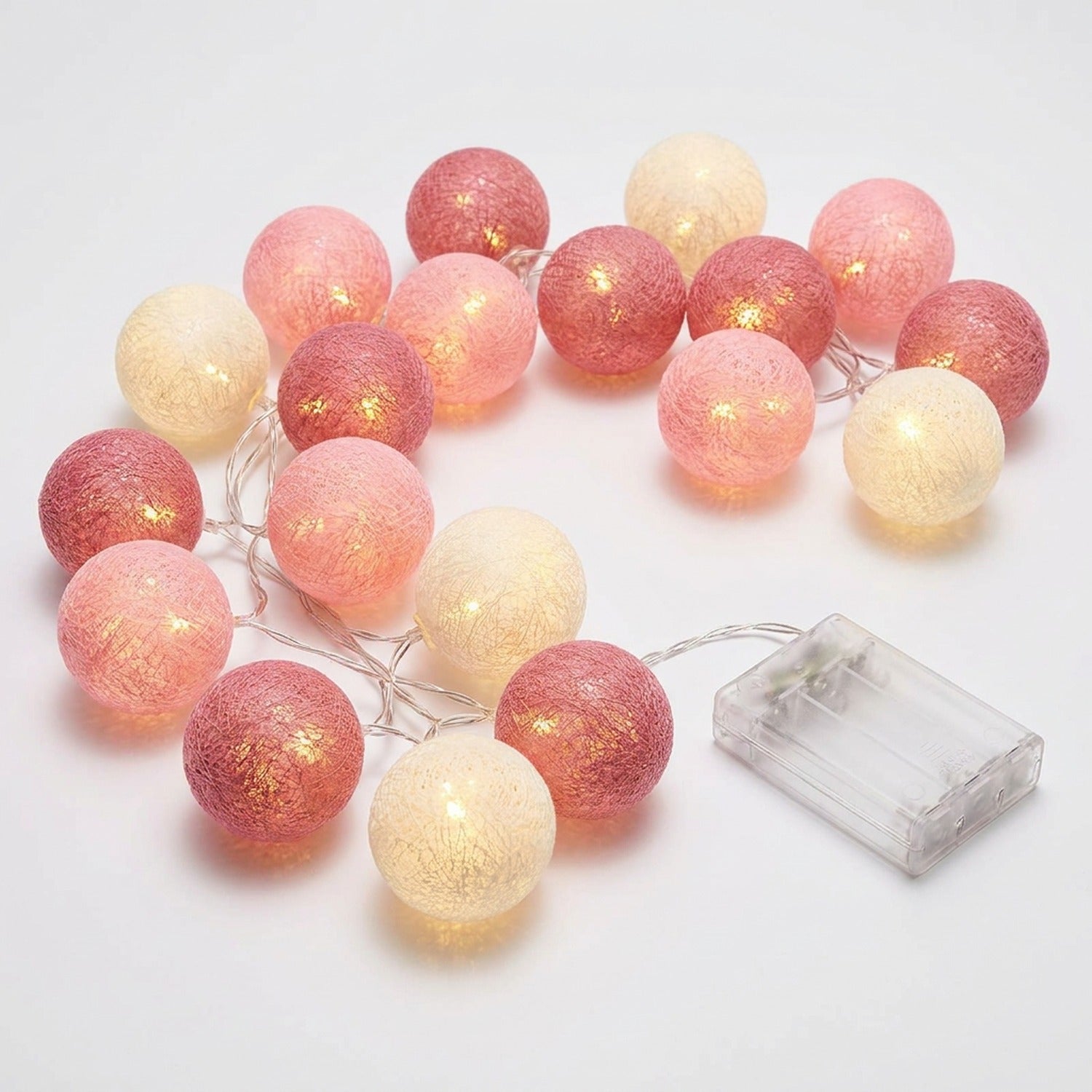 Guirlande boules de coton LED blanc féerique