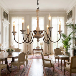 Lustre marron vieilli avec bougies LED sur fond clair