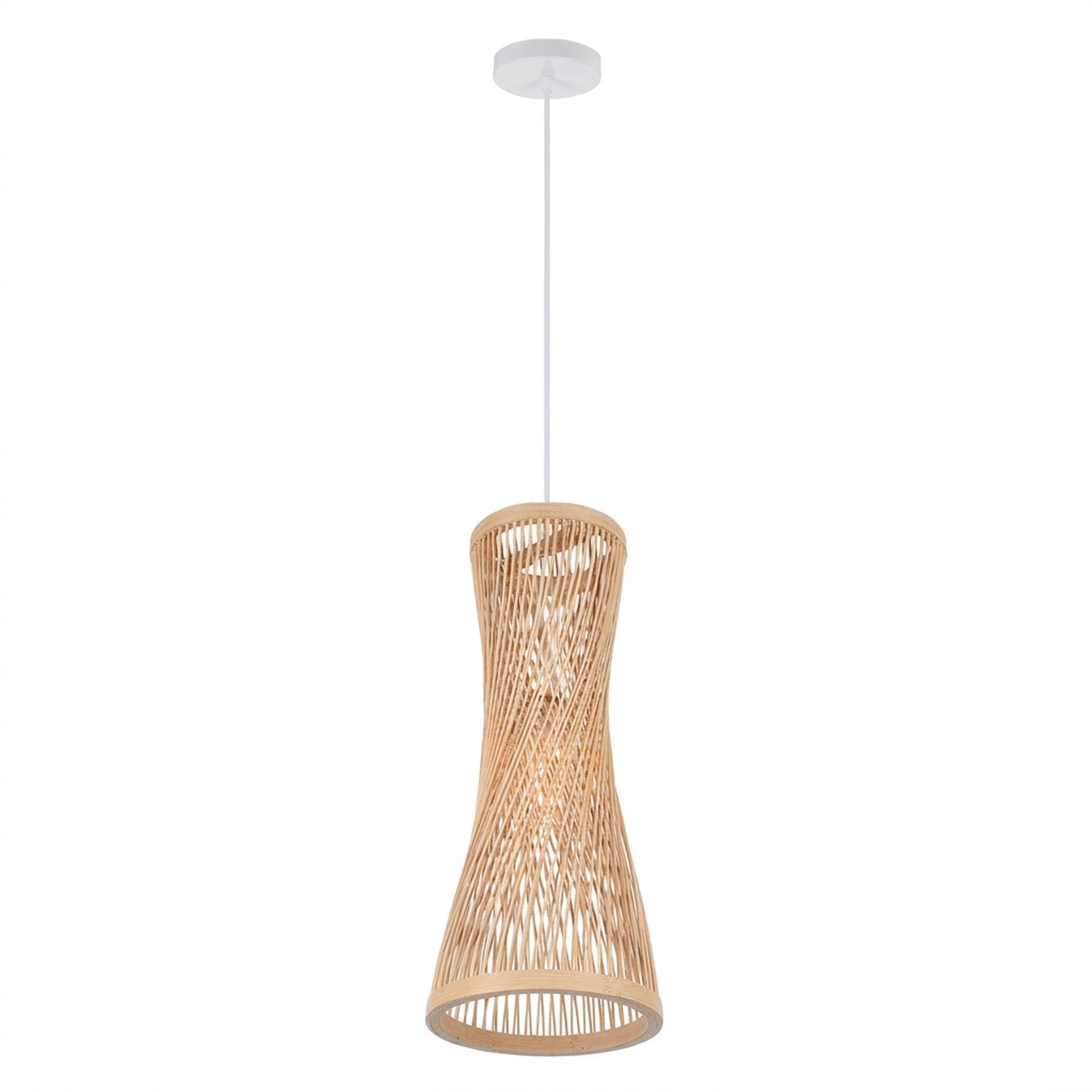 Suspension bambou sablier base blanche