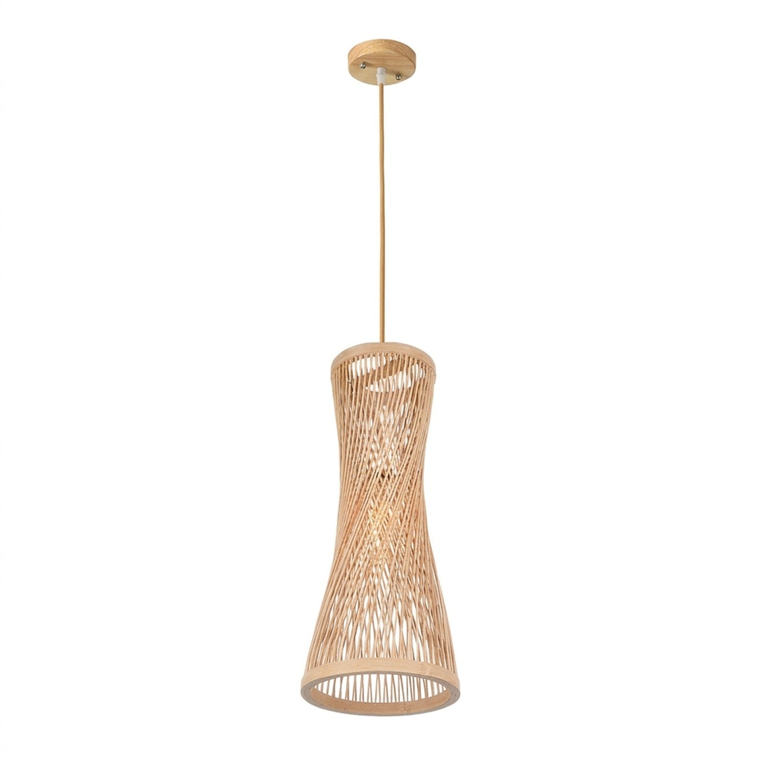 Suspension bambou sablier base bois