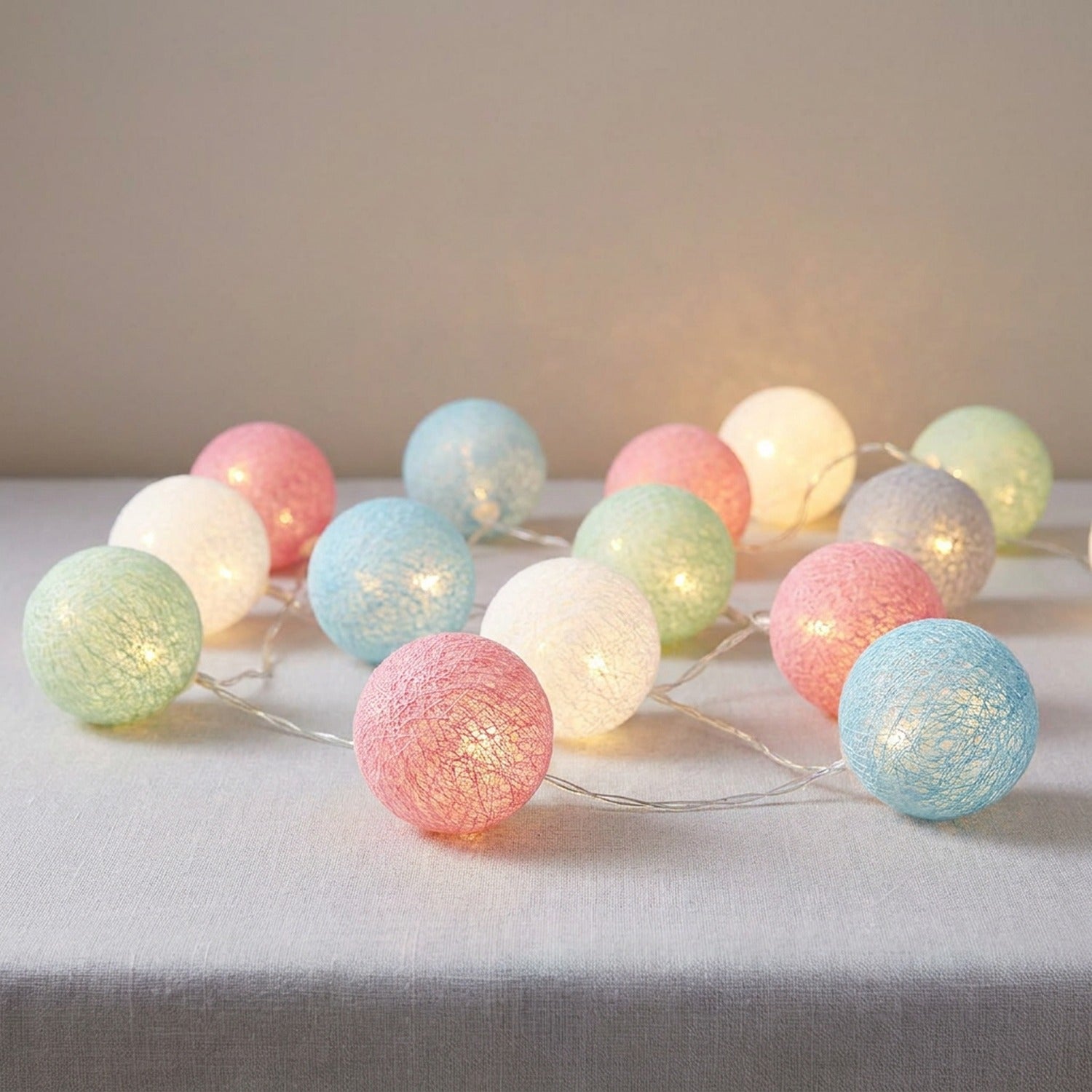 Guirlande boules de coton Multicolore LED