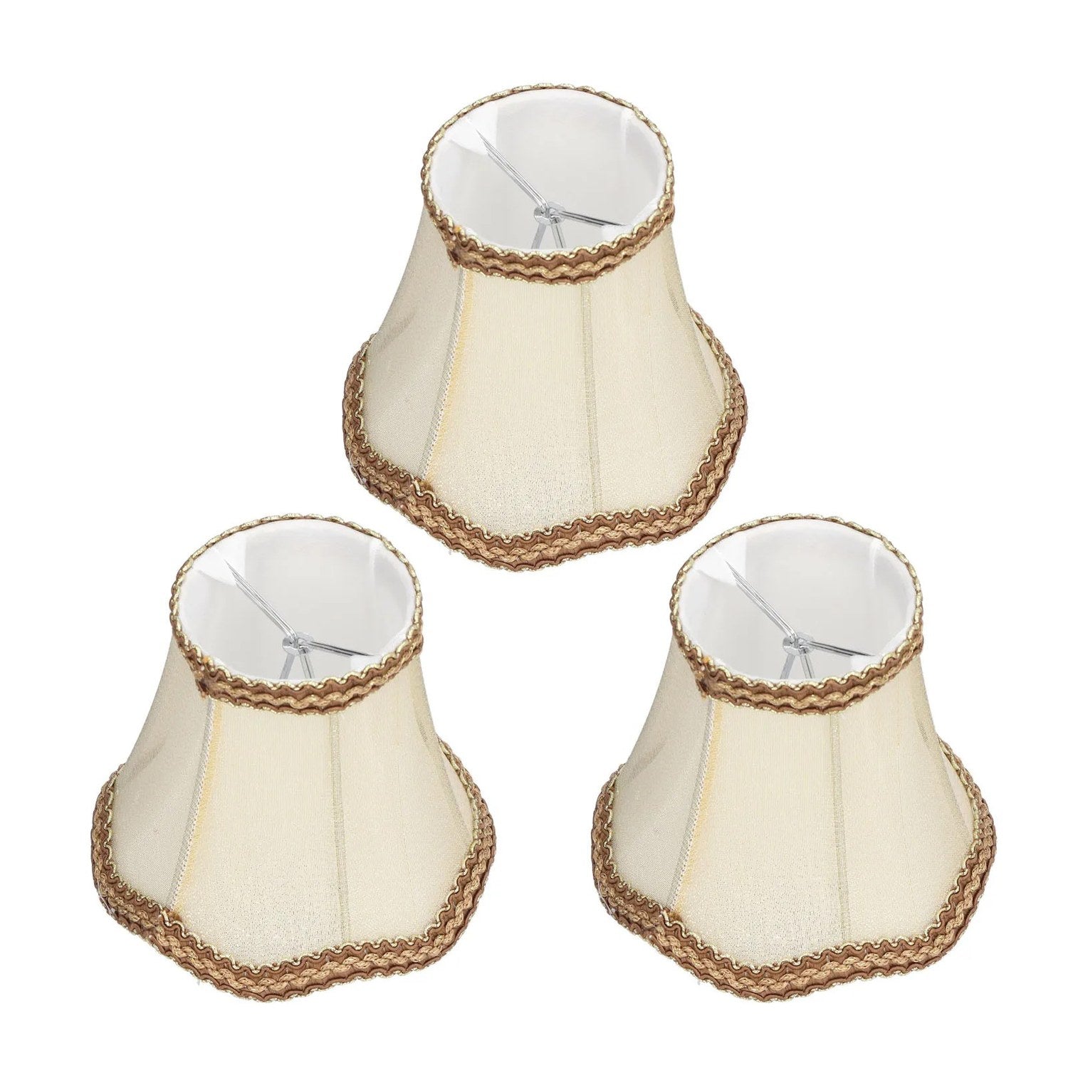 Abat-jour E14 tissu lot de 3 blanc crème - vue packshot