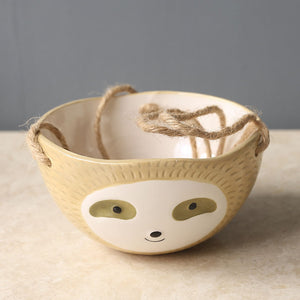 Pot suspendu céramique animaux couleurs gris jaune