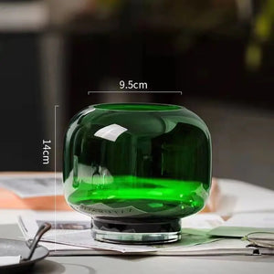 Vase bulle vert taille S - 9.5cm × 14cm - vue avec dimensions