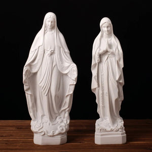 Statue de la Vierge Marie en résine blanche Vierge Miraculeuse et Notre-Dame de Lourdes