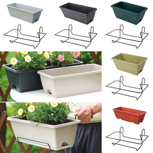 Jardinière de balcon suspendue avec plateau amovible et support - vue 0