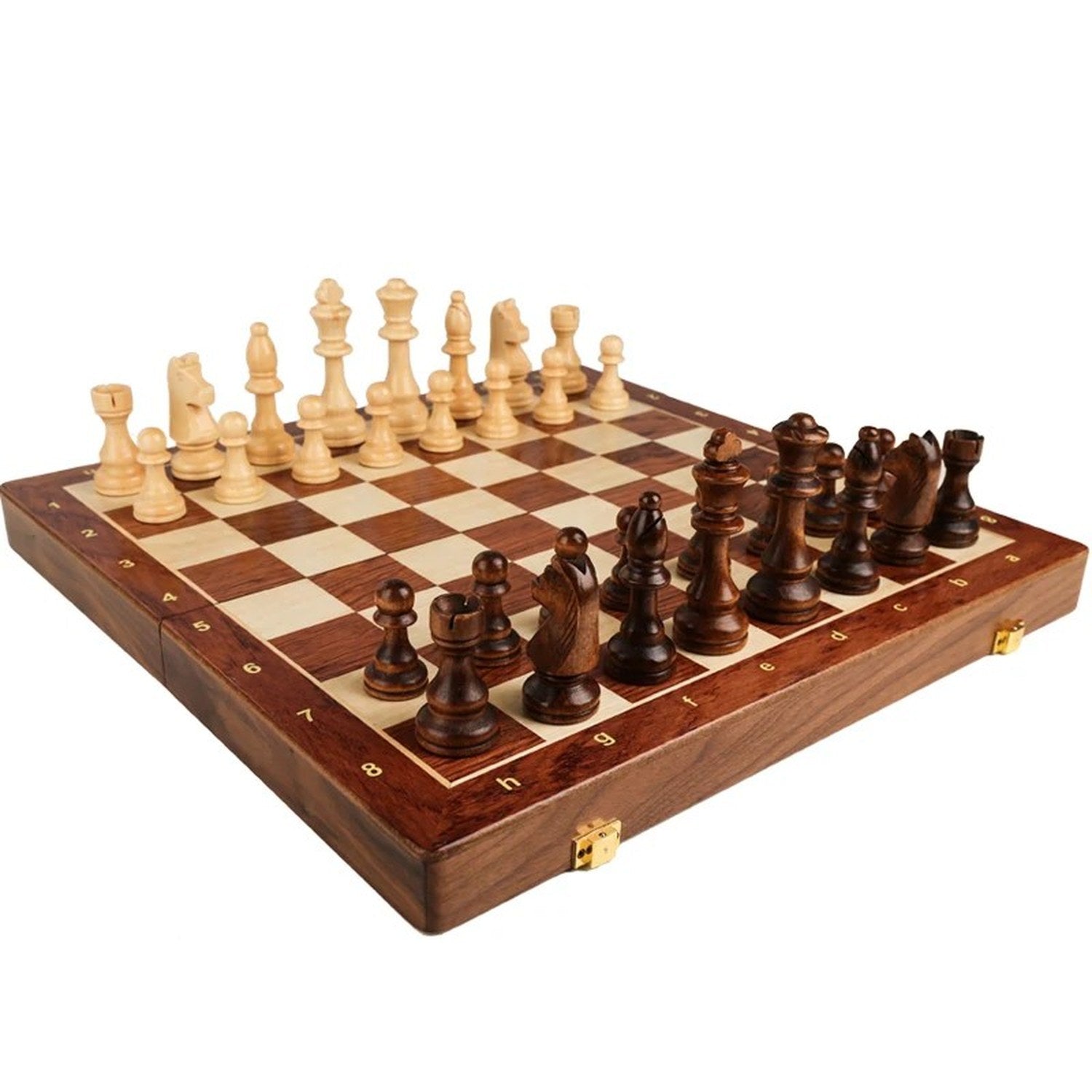 Jeu d'échecs en bois artisanal - vue 0