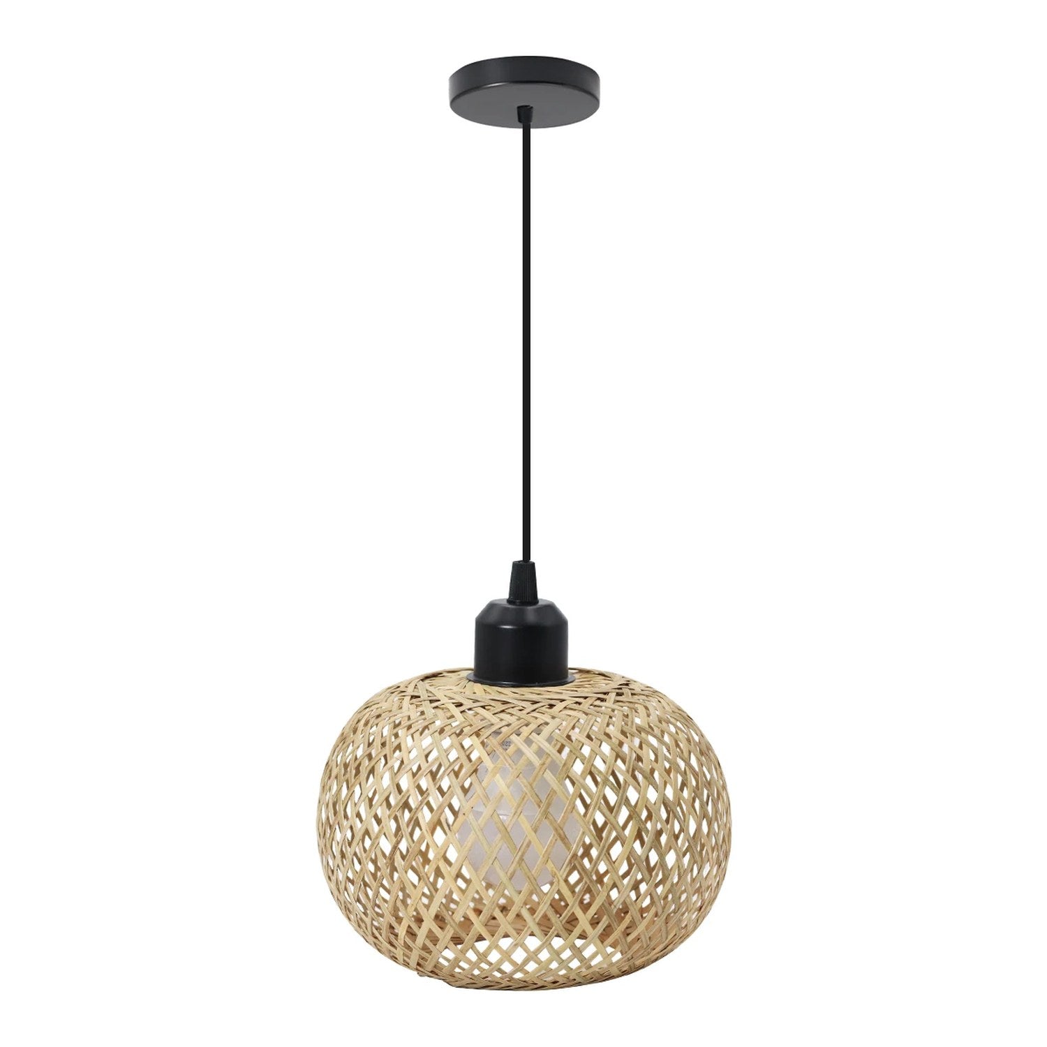 Suspension boule bambou design bohème fixation plafond