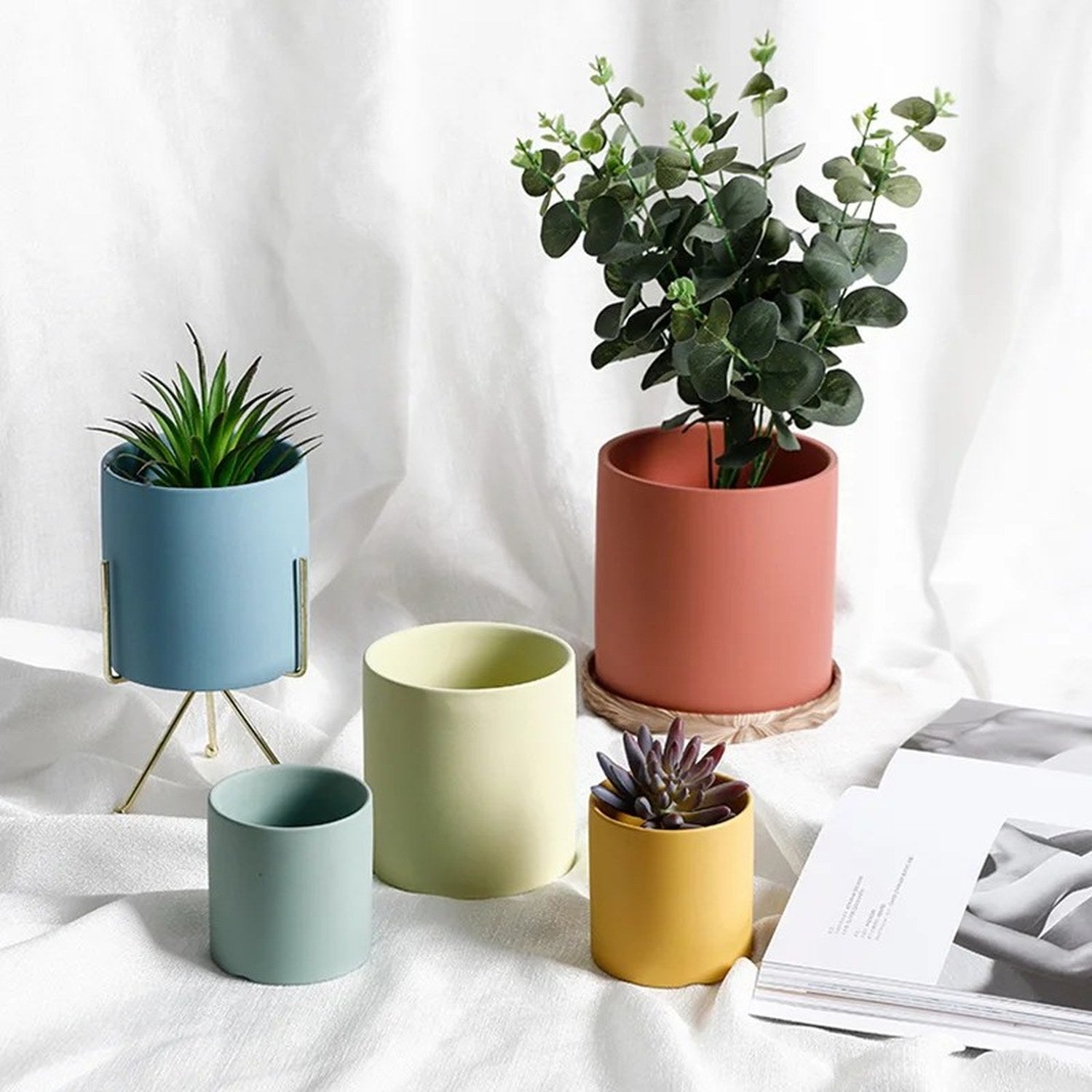 Ensemble de pots de fleurs céramique nordique en couleurs variées
