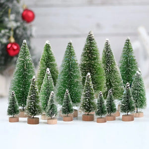 Mini sapin de noël artificiel en sisal lot de 8 pièces vue d'ensemble du produit dans son emballage