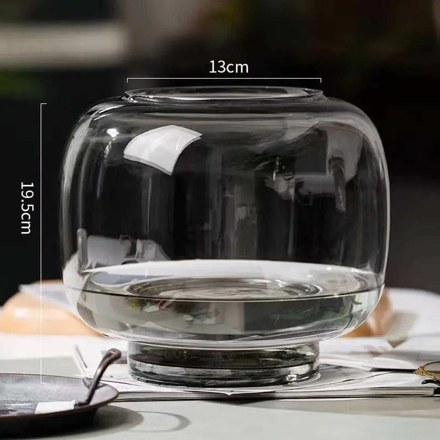 Vase bulle gris fumé taille L - 13cm × 19.5cm