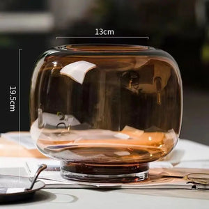 Vase bulle ambre taille L - 13cm × 19.5cm - vue avec dimensions