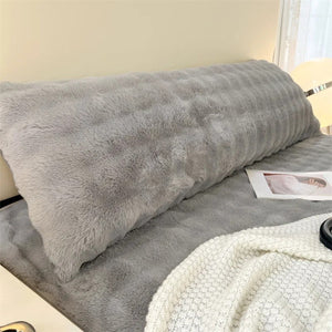 Traversin en peluche grise photo produit vue d'ensemble