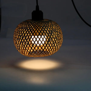 Abat-jour bambou boule câble textile inclus