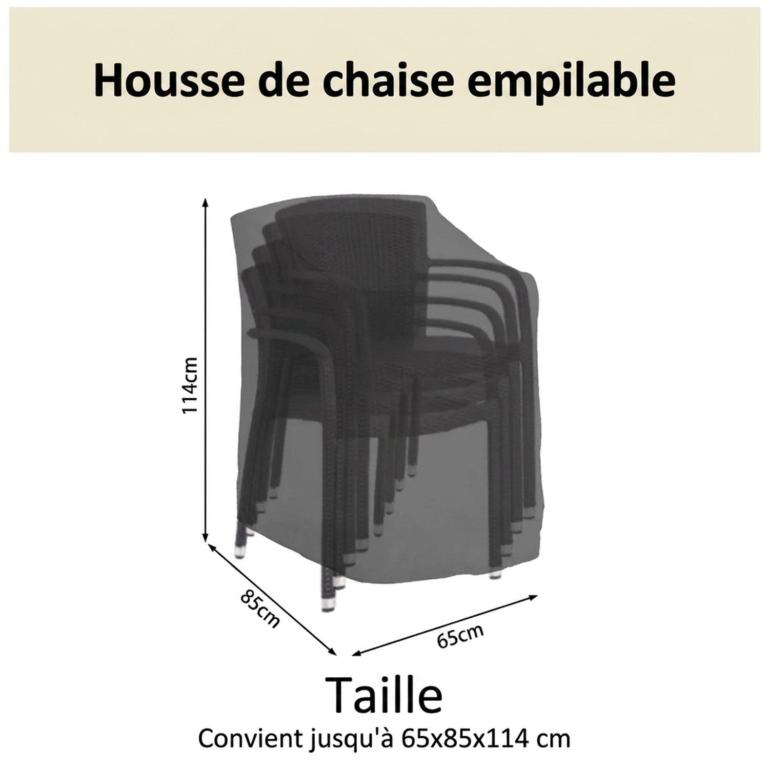 Dimensions de la housse de chaise de jardin empilable en centimètres