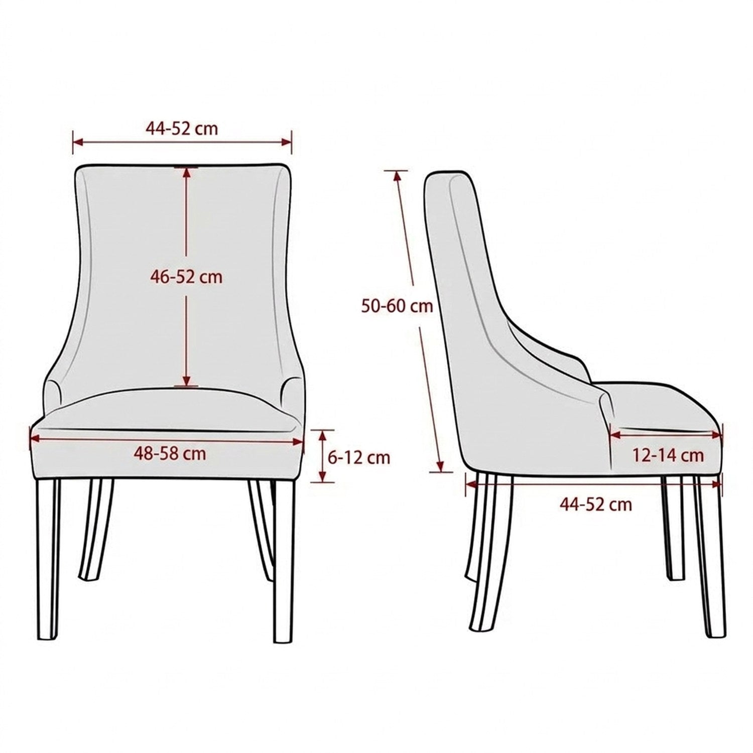 Dimensions de chaise compatibles avec la housse extensible en centimètres
