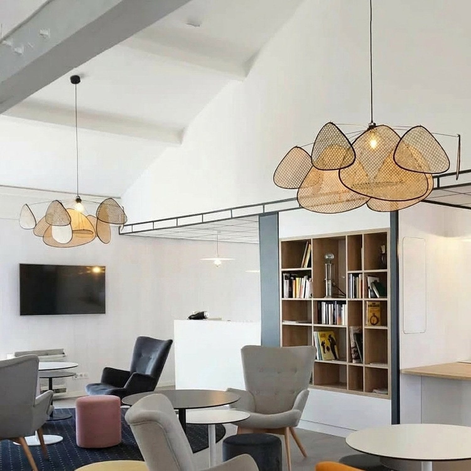 Lustre rotin suspension bohème vue 2