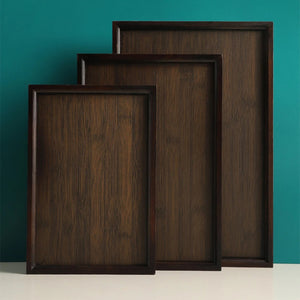 Plateau de service bambou fond turquoise 3 formats