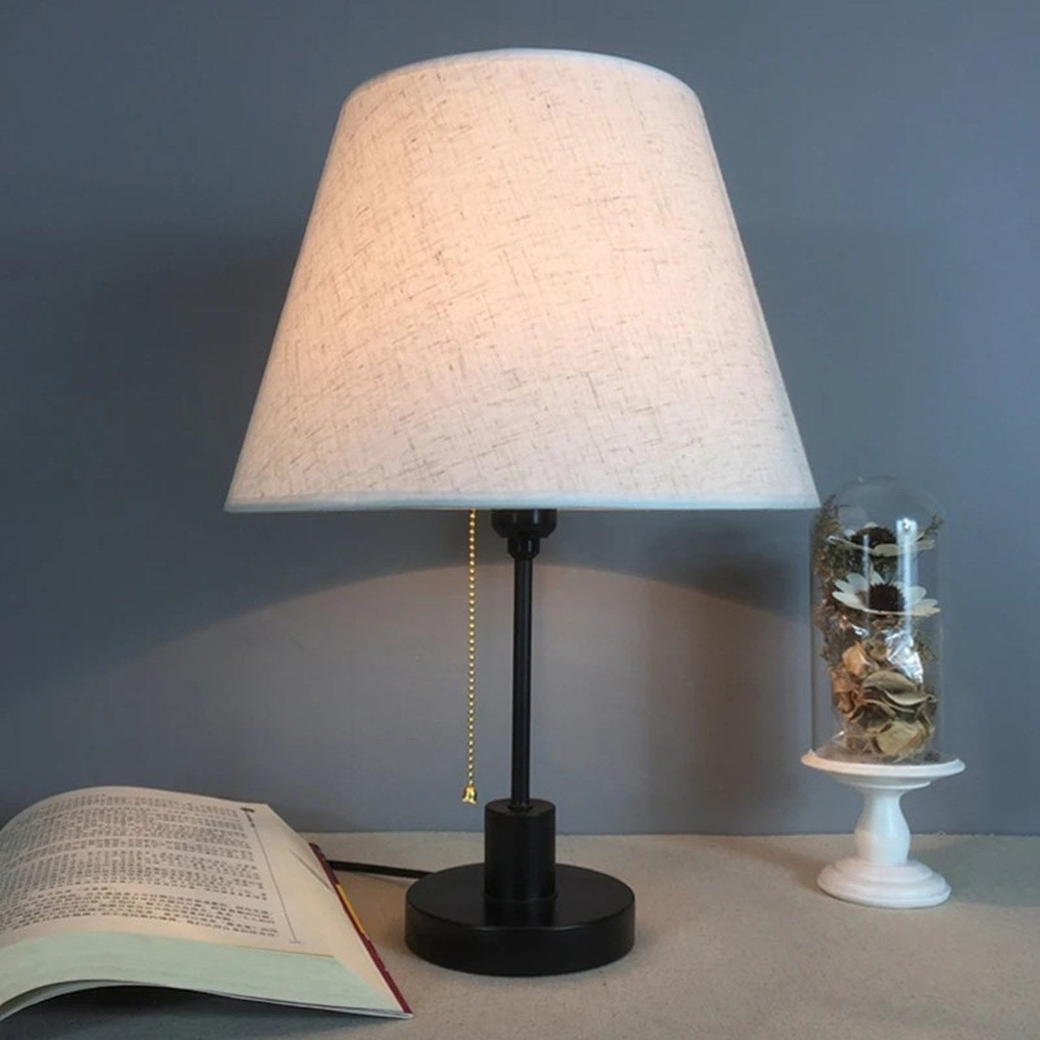 Lampe de chevet avec abat-jour en lin blanc