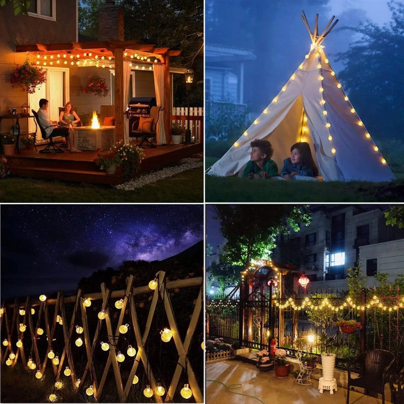 Guirlande solaire LED extérieur imperméable boules cristal