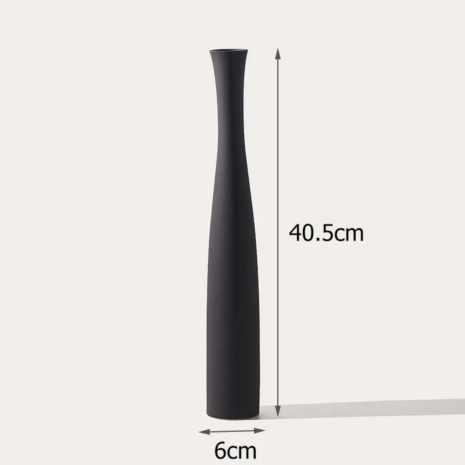 Dimensions vase soliflore noir céramique 40,5 cm hauteur 6 cm diamètre