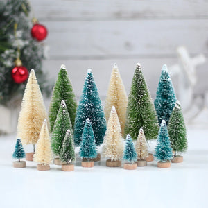 Mini sapin de noël artificiel en sisal lot de 8 pièces detail des motifs et finitions du produit