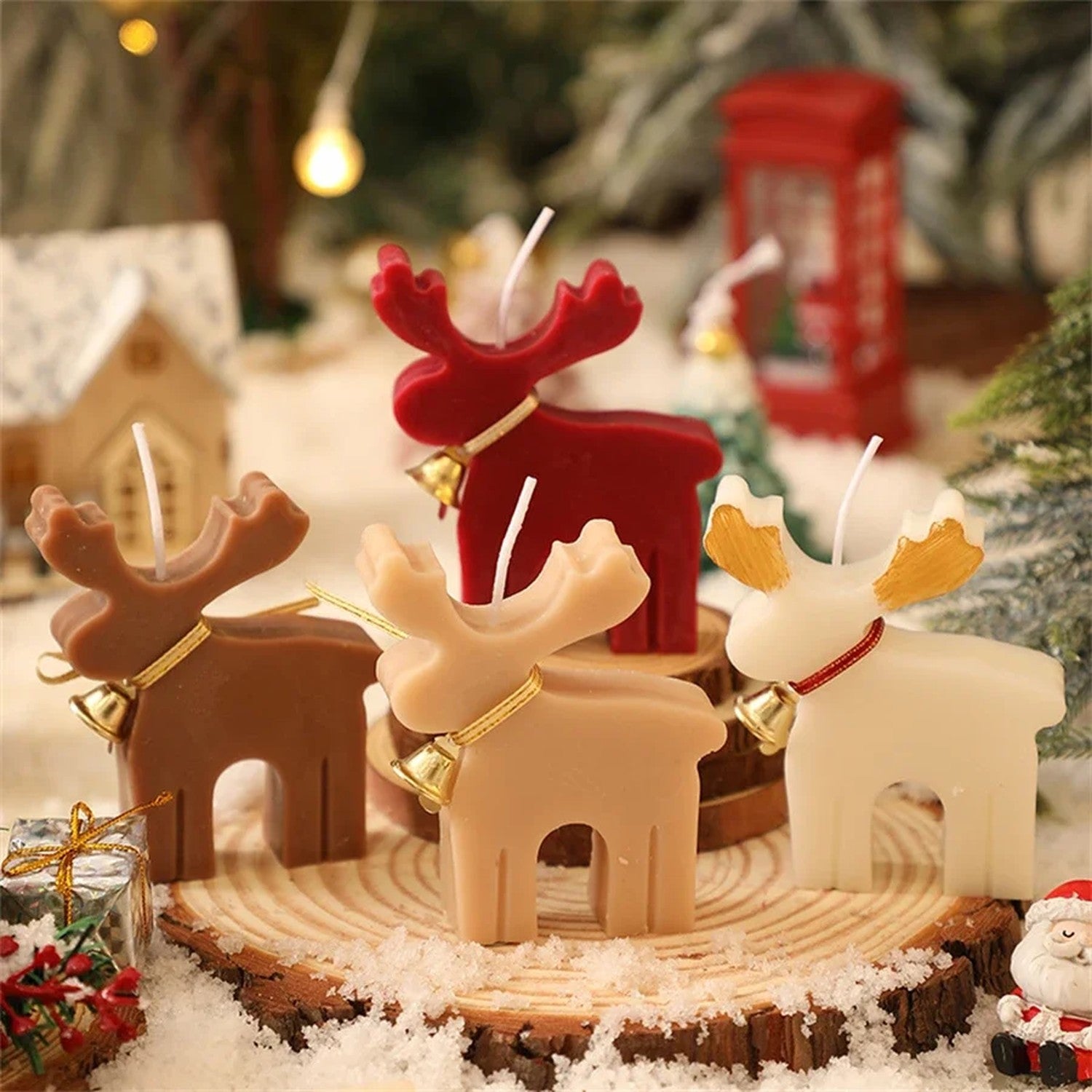 Bougie parfumée cerf rouge décoration Noël vue 2