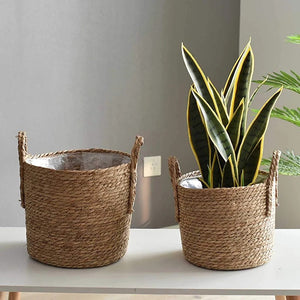 Cache-pot panier paille naturelle vue 2