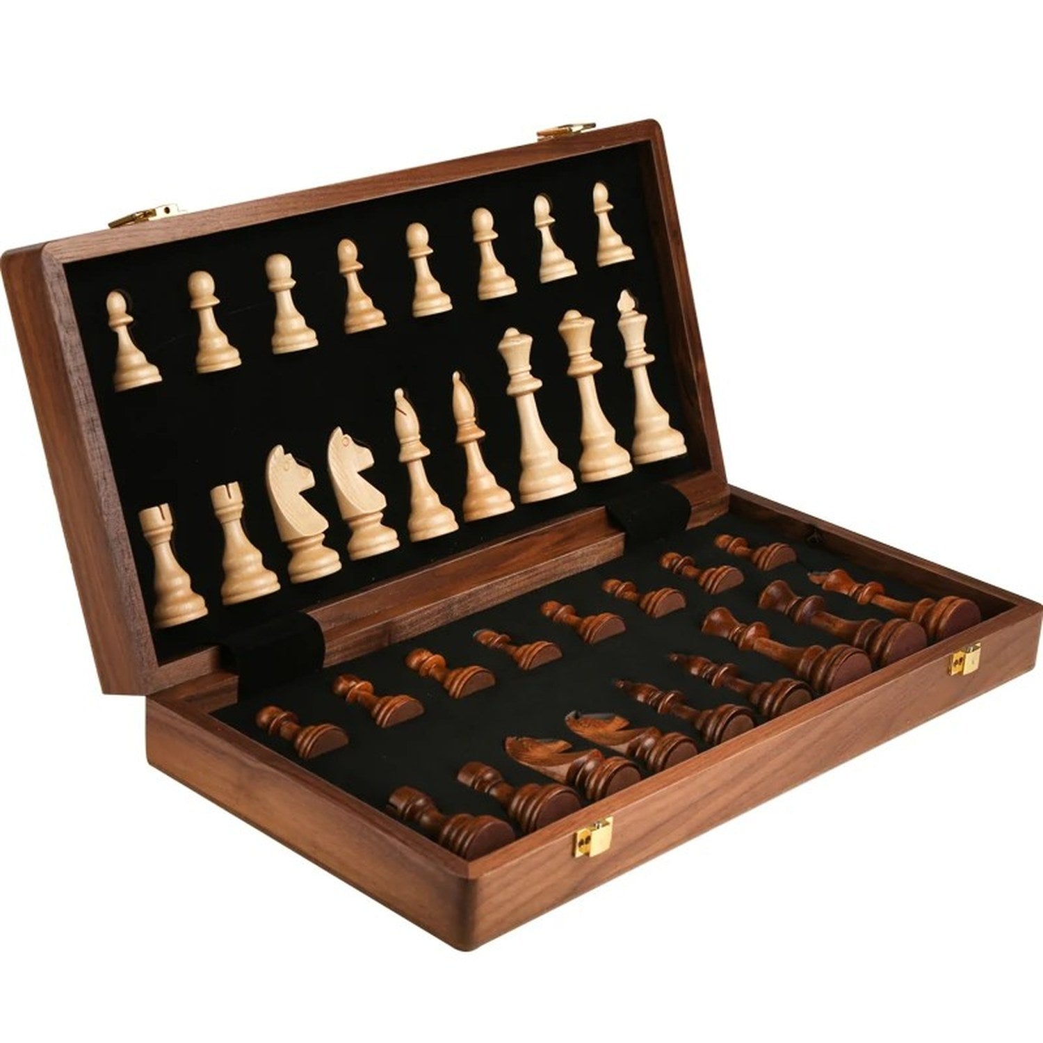 Jeu d'échecs en bois artisanal - vue 2
