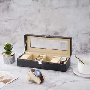 Coffret à montres 6 emplacements cuir noir vue 2