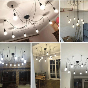 Lustre araignée métal noir suspendu dans des intérieurs design style industriel