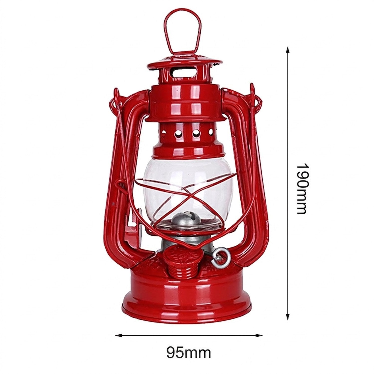 Schéma des dimensions de la lampe à pétrole 19 cm sur 9,5 cm