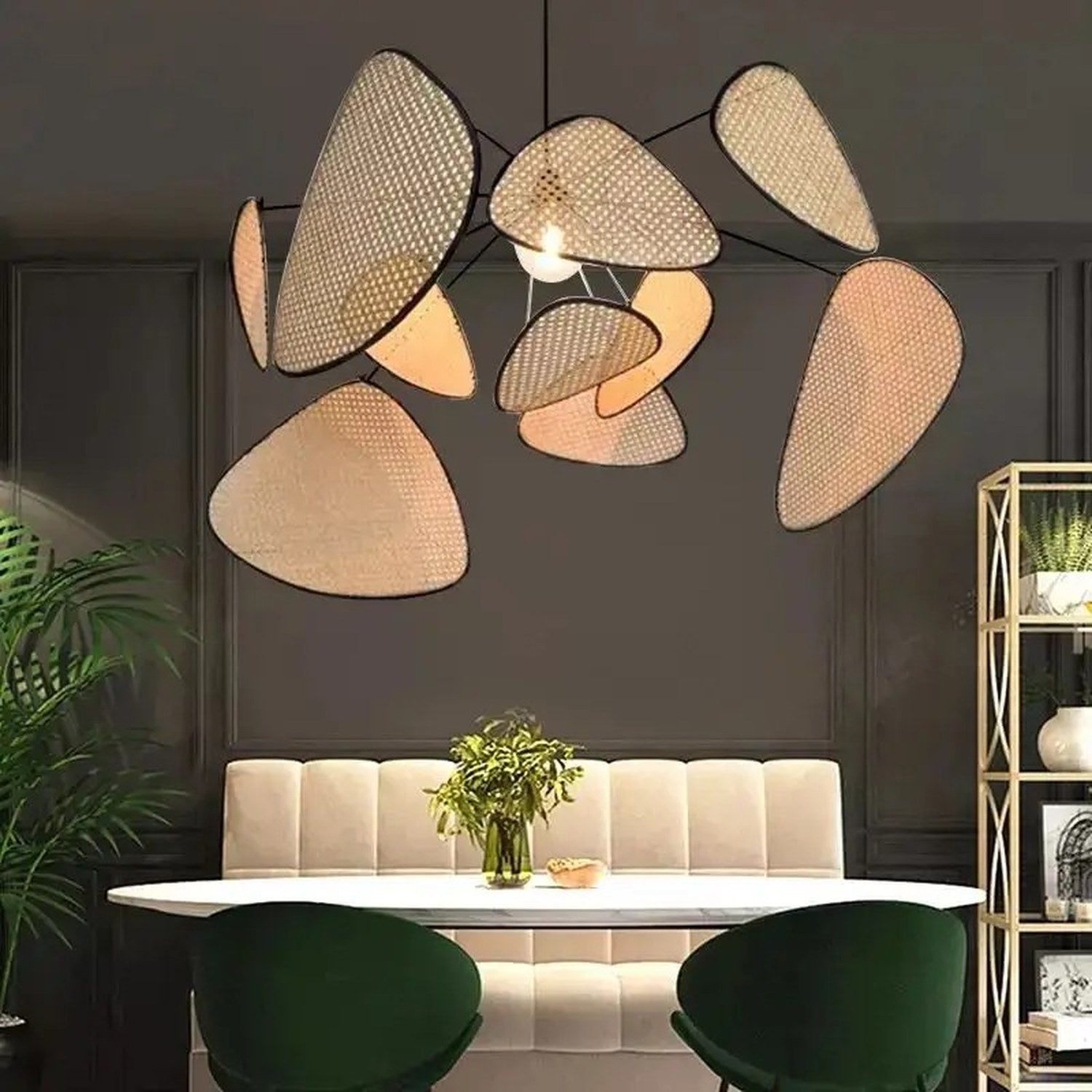 Lustre rotin suspension bohème vue 3