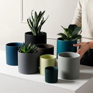 Pots de fleurs céramique style nordique avec soucoupe incluse