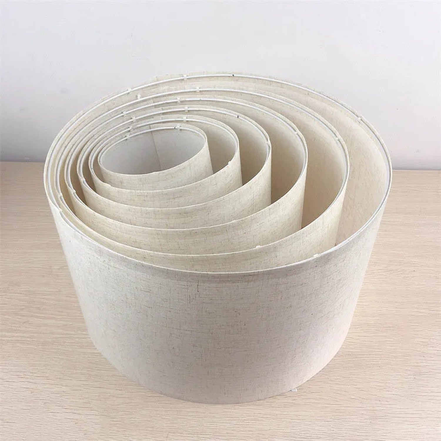 Les 6 tailles d'abat-jour cylindrique en lin empilées de 15 à 40 cm