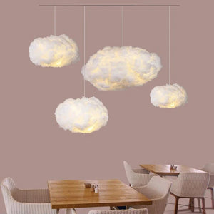 Suspension nuage flottant LED - vue d'ensemble avec câble