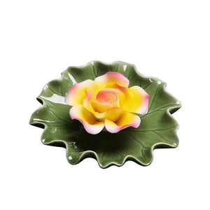 Porte-encens pivoine jaune fond blanc
