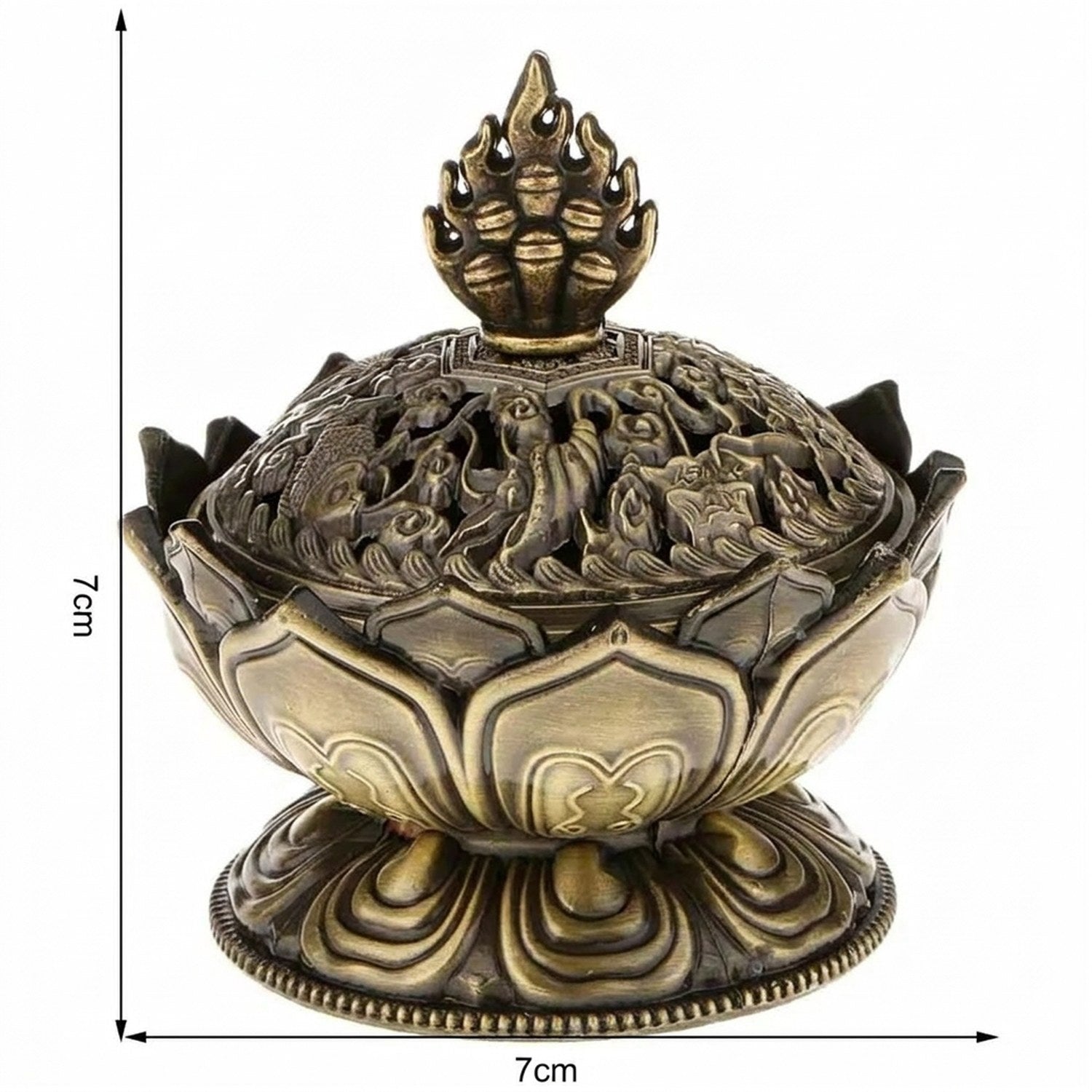 Guide des dimensions du porte-encens bouddha : 7×7 cm